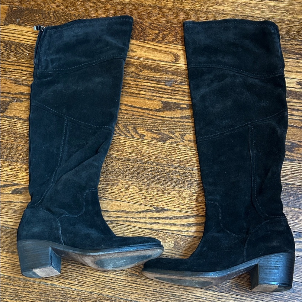 Alberto Fermani Black Suede Knee-High Boots, size 9